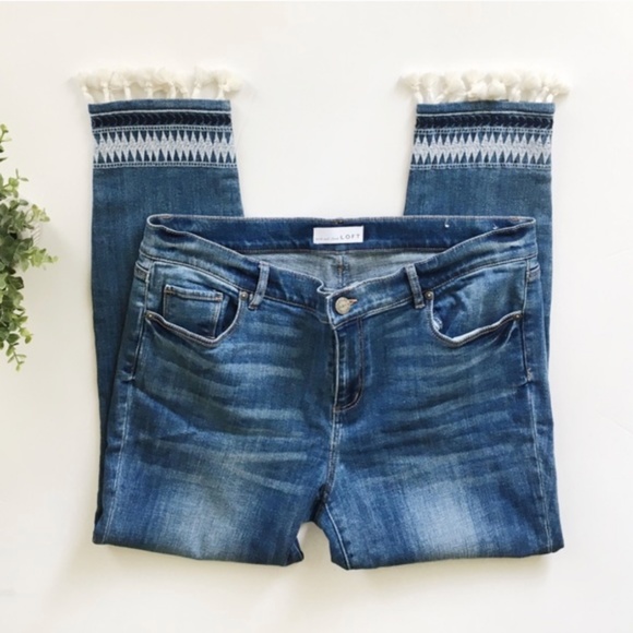 Loft Tassel Embroidered Modern Skinny Crop Jean - Picture 3 of 4
